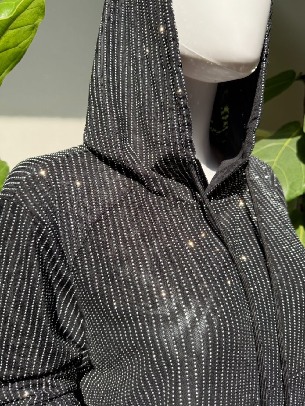 AKIRA Label Black Marlow Embellished Mesh Hoodie
